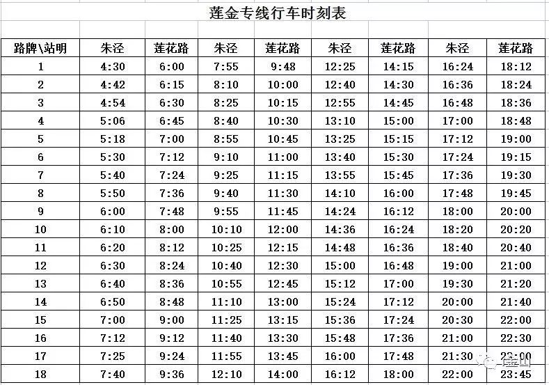 莲廊线最新时刻表发布📆
